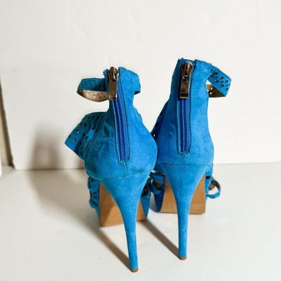 JustFab Traylene Blue Strappy High Heels Women's Size 9 - Picture 4 of 7